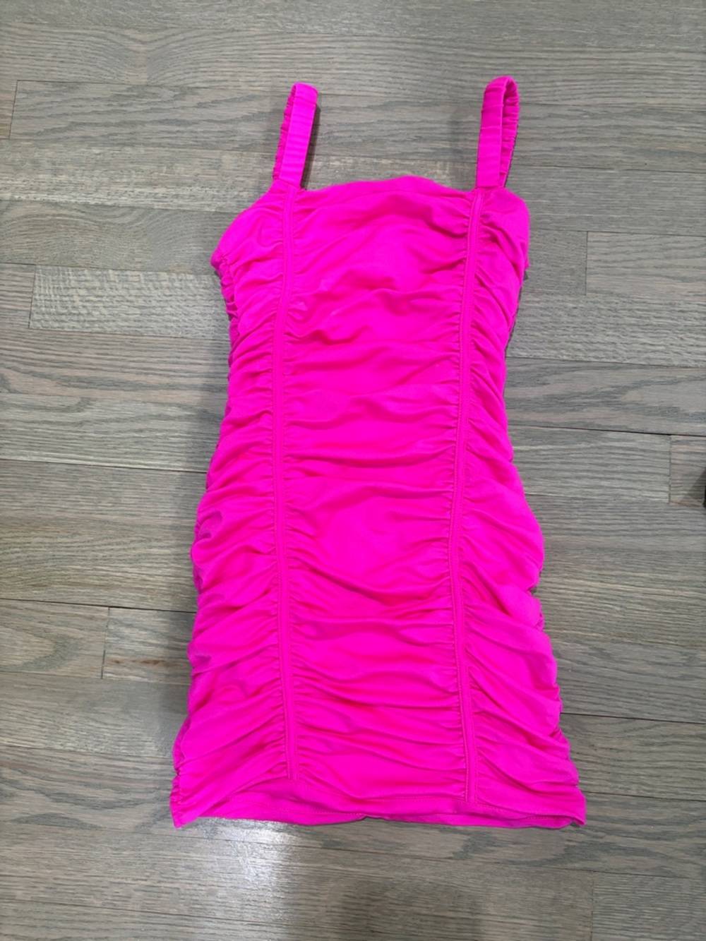 Katie J NYC Bright Hot Pink Ruched Girls Size Small Dress